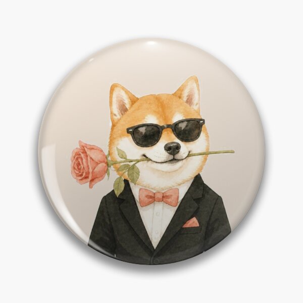 Item preview, dapper playboy funny Shiba Inu wear suit and tie with Rose designed and sold by QuicksandCase.