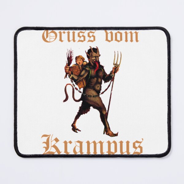 Item preview, Vintage Krampus Illustration of Child in Basket with Traditional Holiday Greeting designed and sold by Mohamed-Khalifa.