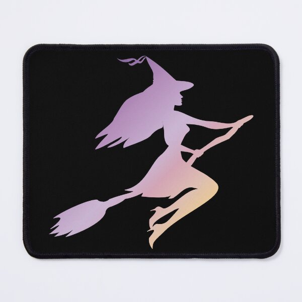 Item preview, Pastel Gradient Witch Silhouette Flying on Broomstick designed and sold by ZorianArt.