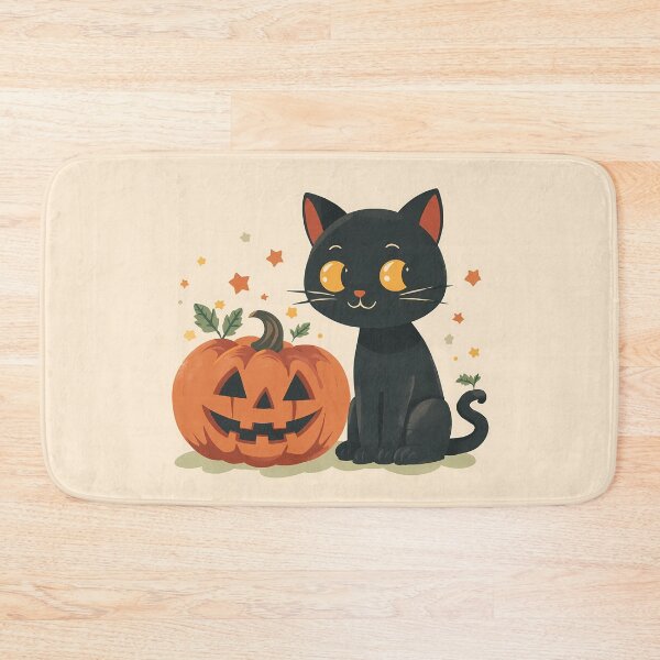 Item preview, Happy Black Cat and Jack-o'-Lantern - Cute Spooky Season Sticker designed and sold by Lu7u.