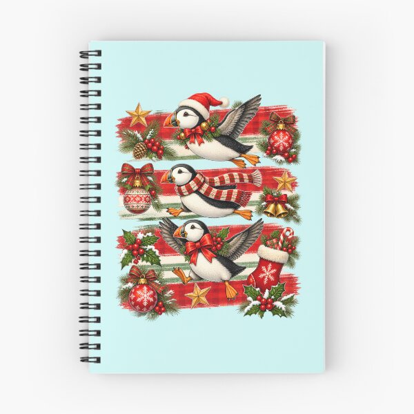 Item preview, Vintage Christmas Puffins Festive Holiday Birds designed and sold by Aesthetic-Avenue.