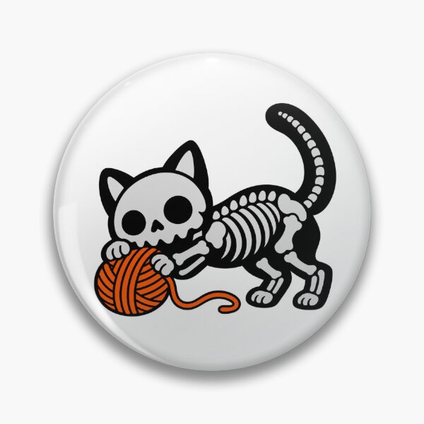 Item preview, Skeleton Cat Playing with Yarn designed and sold by LuloCreative.