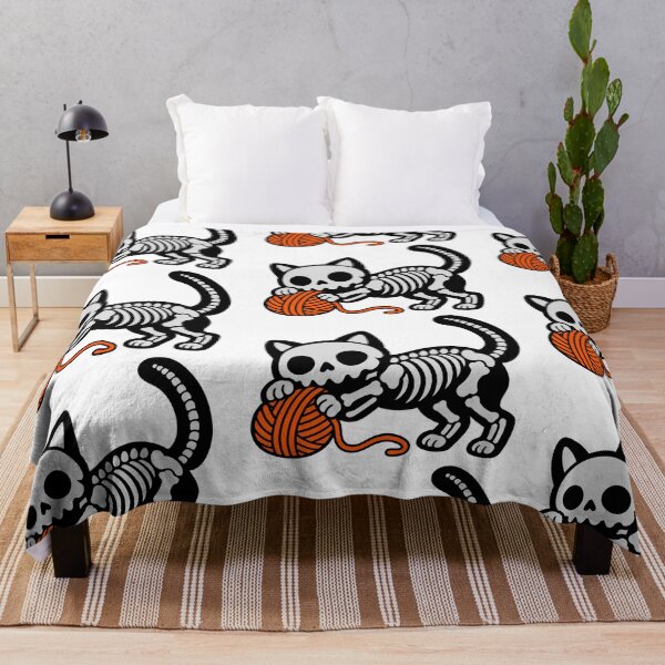 Item preview, Skeleton Cat Playing with Yarn designed and sold by LuloCreative.