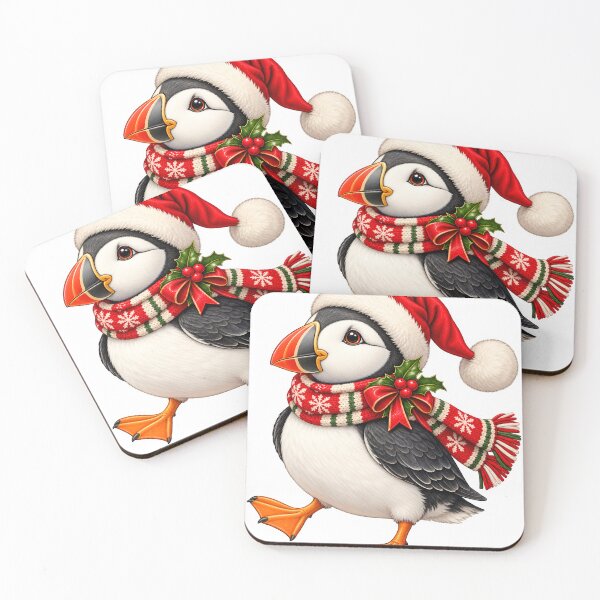 Item preview, Cute Christmas Puffin Santa Festive Holiday Bird designed and sold by Aesthetic-Avenue.