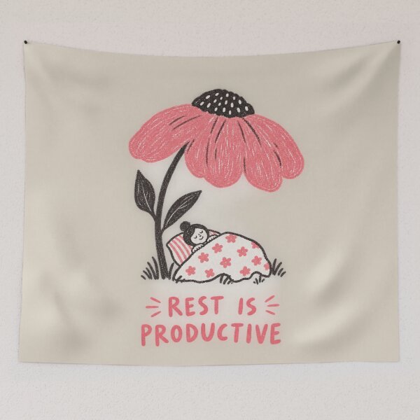 Item preview, Rest Is Productive | Funny Self Care Resting Doodle designed and sold by Moons Studio.
