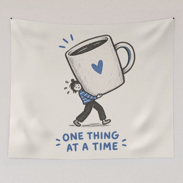 Item preview, One Thing at a Time | Funny Adult Doodle designed and sold by Moons Studio.