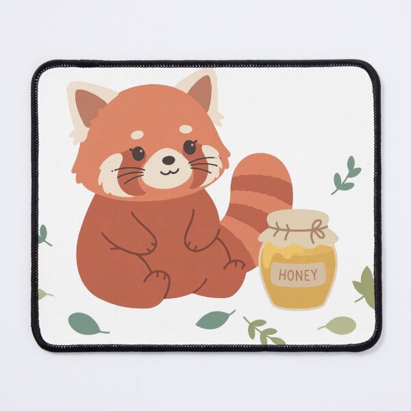 Item preview, Cute Red Panda with Honey Jar and Leaves Kawaii Illustration designed and sold by FreshmanJ.