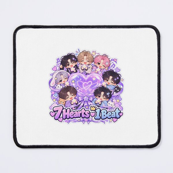 Item preview, Seven Hearts One Beat Kpop Sticker | BTS Inspired Purple Chibi Group | ARMY Friendship Fan Art designed and sold by CutePrintCorner.