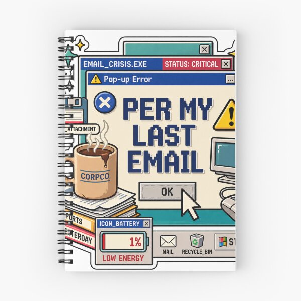 Item preview, Per My Last Email Retro Computer Error Sticker designed and sold by Nicha Studio.