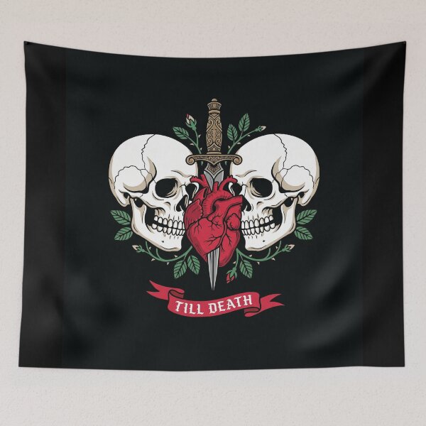 Item preview, Till Death Skull Couple Dagger Heart Art designed and sold by digizonebydas.