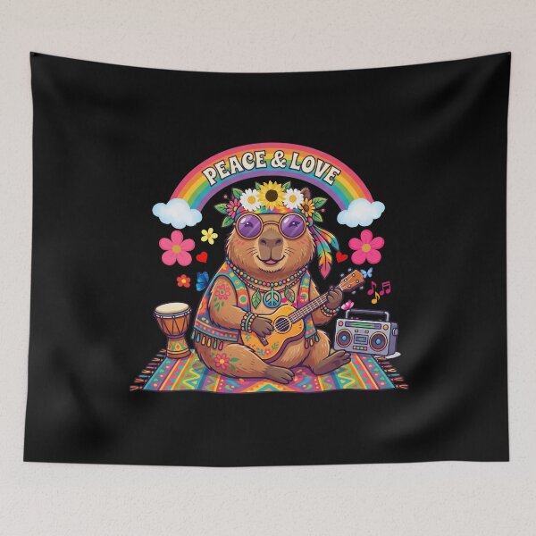 Item preview, Hippie capybara: Peace and love designed and sold by BikTee.