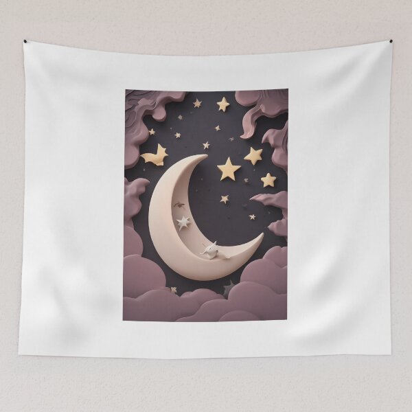 Item preview, Bats and Crescent Moon Cute 3D Art designed and sold by ChromaLens.