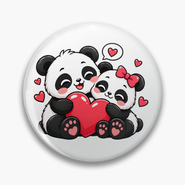 Aperçu de l'œuvre Couple de pandas mignons en forme de cœur, cadeau romantique kawaii pour les couples créée et vendue par snaperos.