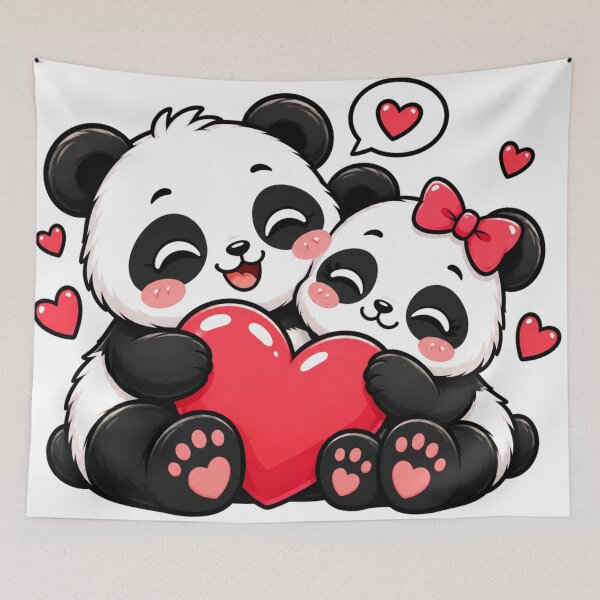 Artikelvorschau, Niedliches Panda-Pärchen, Liebesherz, Kawaii, romantisches Geschenk für Paare entworfen und verkauft von snaperos.