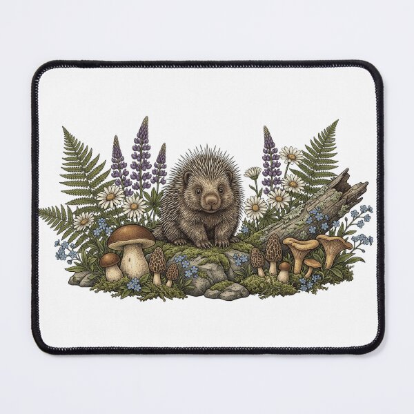 Item preview, Cute Baby Porcupine Wildflower Vintage Woodland Illustration    designed and sold by lovepower.