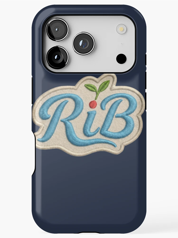 Thumbnail 1 of 4, iPhone Case, Retro Ocean Blue Botanical RiB Script Patch designed and sold by Rib-Brand.