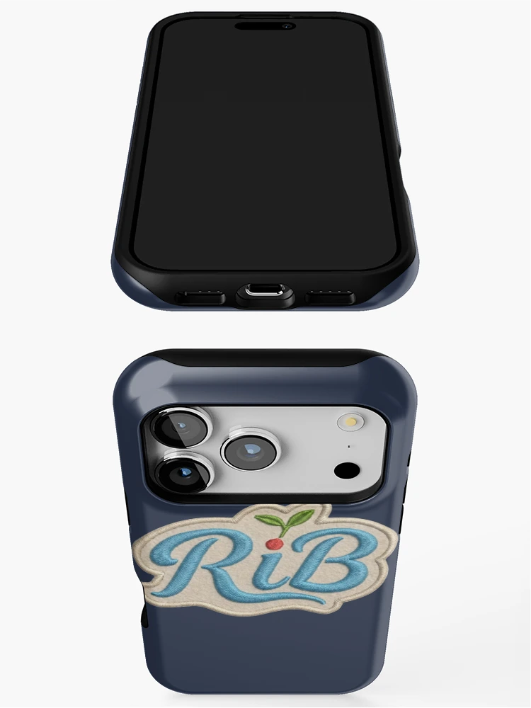 Thumbnail 3 of 4, iPhone Case, Retro Ocean Blue Botanical RiB Script Patch designed and sold by Rib-Brand.