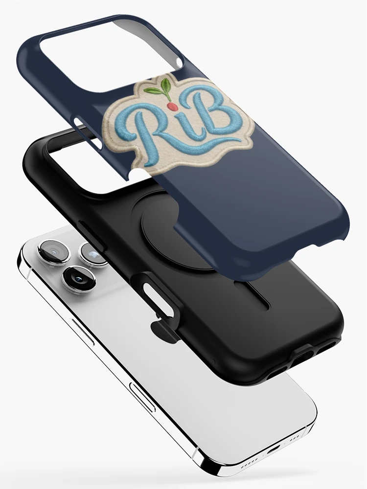 Thumbnail 2 of 4, iPhone Case, Retro Ocean Blue Botanical RiB Script Patch designed and sold by Rib-Brand.
