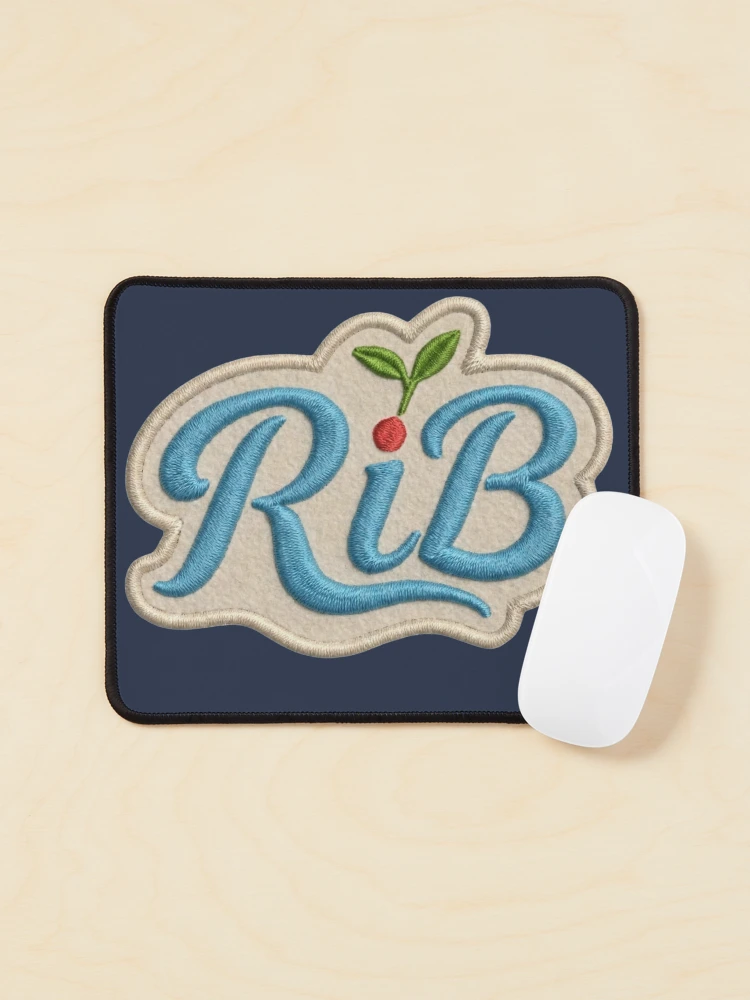 Thumbnail 1 of 5, Mouse Pad, Retro Ocean Blue Botanical RiB Script Patch designed and sold by Rib-Brand.