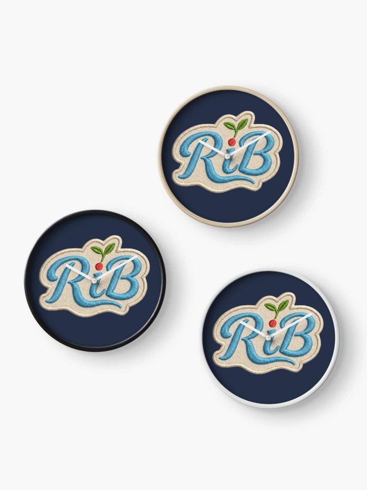 Thumbnail 3 of 4, Clock, Retro Ocean Blue Botanical RiB Script Patch designed and sold by Rib-Brand.