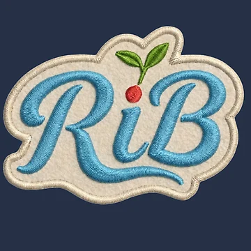 Artwork thumbnail, Retro Ocean Blue Botanical RiB Script Patch by Rib-Brand