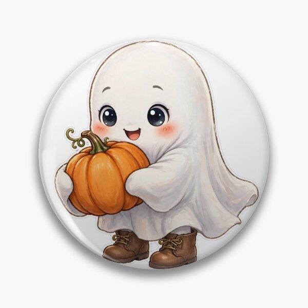 Item preview, Cute Ghost Holding Pumpkin Halloween Art designed and sold by Artistprinter.