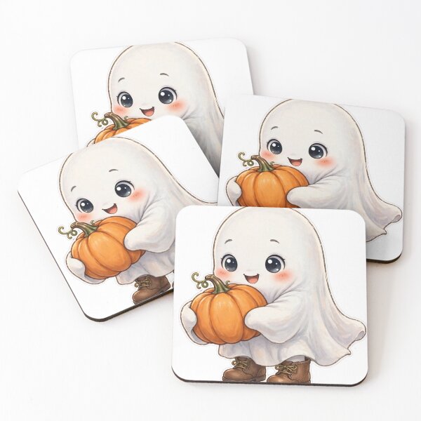 Item preview, Cute Ghost Holding Pumpkin Halloween Art designed and sold by Artistprinter.
