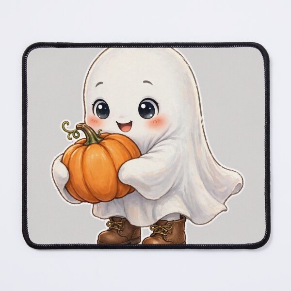 Item preview, Cute Ghost Holding Pumpkin Halloween Art designed and sold by Artistprinter.