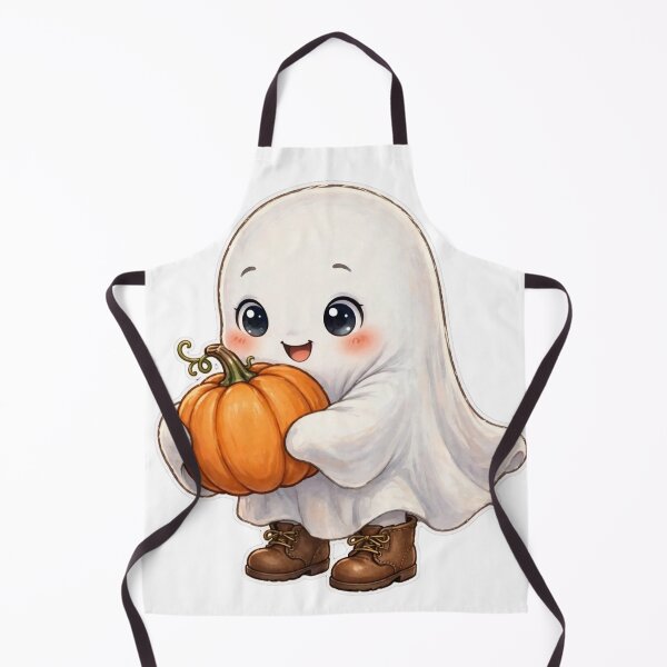Item preview, Cute Ghost Holding Pumpkin Halloween Art designed and sold by Artistprinter.