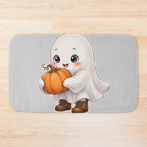 Item preview, Cute Ghost Holding Pumpkin Halloween Art designed and sold by Artistprinter.