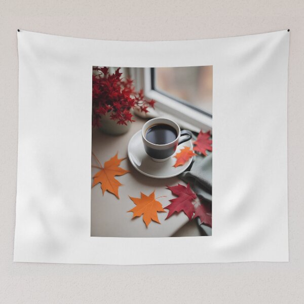 Item preview, Cozy Coffee Cup with Autumn Leaves designed and sold by ChromaLens.