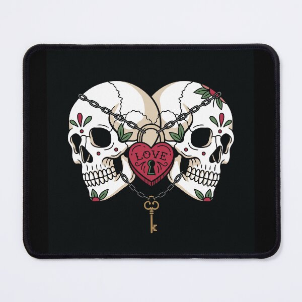 Item preview, Skull Couple Back to Back Chained Heart Art designed and sold by digizonebydas.