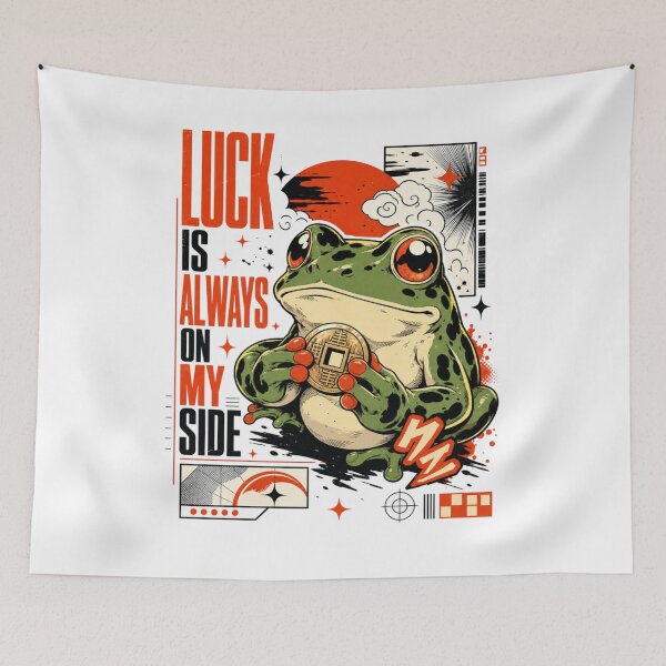 Item preview, Japanese Aesthetic Money Frog Graphic | Red Sun Cyberpunk Lucky Talisman | Anime Streetwear Apparel for Otaku & Trendsetters designed and sold by illeN-Art-World.