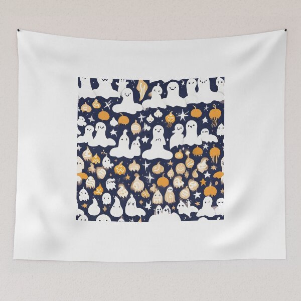 Item preview, Cute Ghosts and Pumpkins Pattern on Navy designed and sold by ChromaLens.