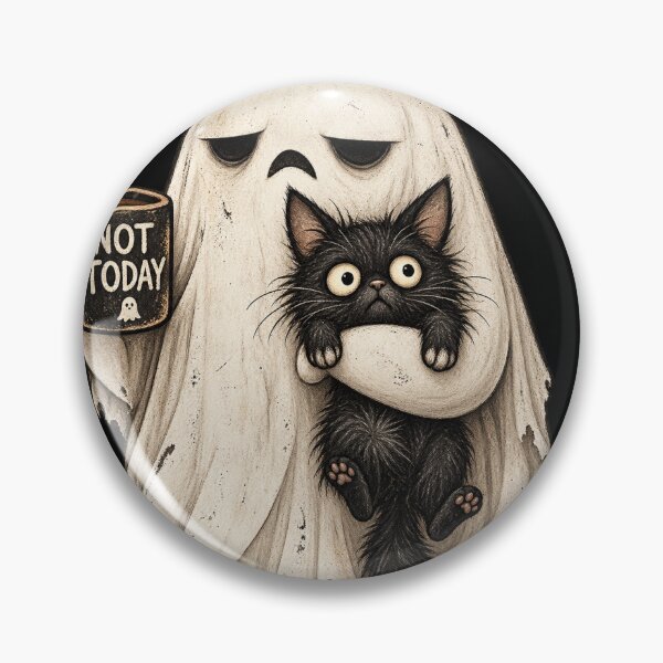 Item preview, Not Today Grumpy Ghost & Black Cat – Funny Halloween Coffee Design designed and sold by Vsajanas.