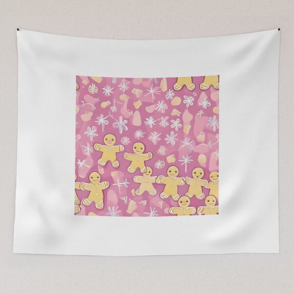 Item preview, Pink Gingerbread Men and Snowflakes Pattern designed and sold by ChromaLens.