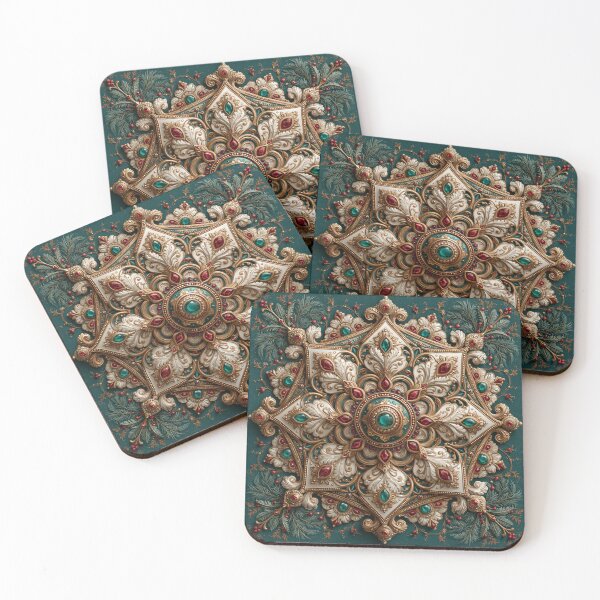 Item preview, Victorian Christmas Jeweled Snowflake in Teal and Gold designed and sold by Hoity-Toity.