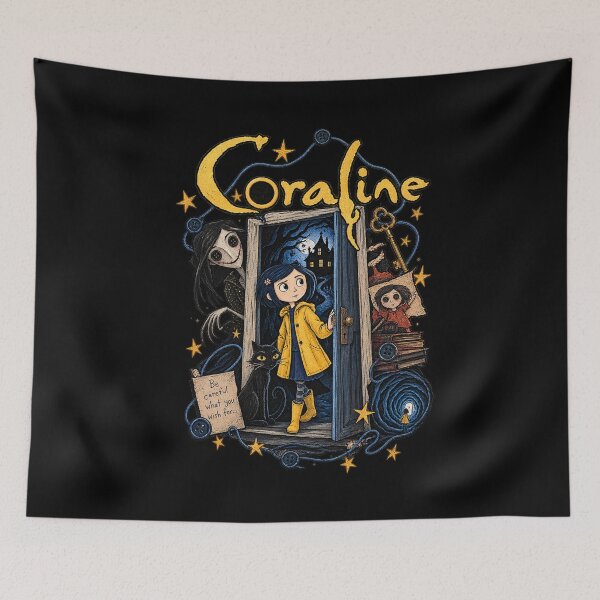 Item preview, Vintage Coraline, Coraline Yellow Raincoat Graphic, Dark Fantasy Gothic Horror designed and sold by CatiaStudioArt.