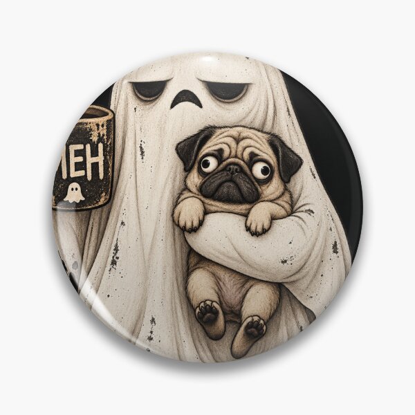 Item preview, Meh Ghost & Pug – Funny Tired Halloween Coffee Lover Design designed and sold by Vsajanas.