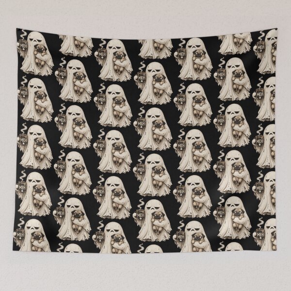 Item preview, Meh Ghost & Pug – Funny Tired Halloween Coffee Lover Design designed and sold by Vsajanas.