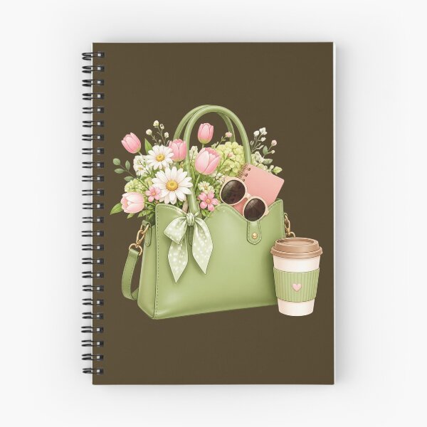 Item preview, Cute Floral Green Hand bag with Pink Tulips and Flowers designed and sold by All About DigiCraft by Fedelina.