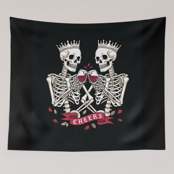 Item preview, Skull Couple Cheers Red Wine Toast Art designed and sold by digizonebydas.