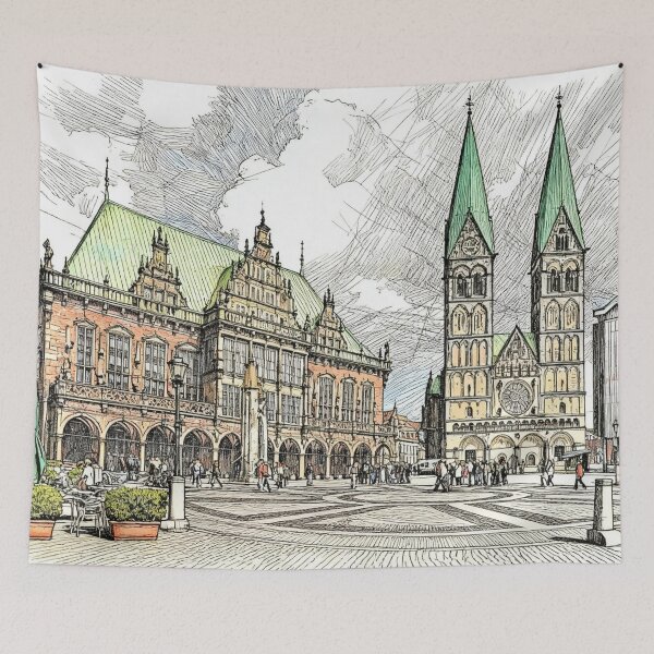 Item preview, Bremen: St. Peter's Cathedral and Bremen Town Hall designed and sold by sid1802.