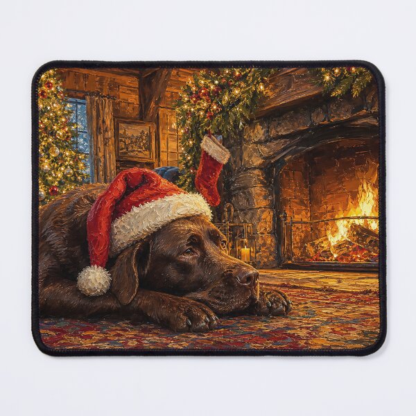 Item preview, Sleepy Christmas Labrador by the Fire Cozy Christmas Dog Festive Lab Retriever designed and sold by acceleratorhams.