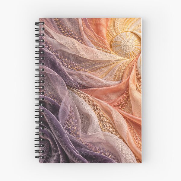 Item preview, Celestial Textile Spiral in Lavender and Peach – Luxury Abstract Fabric Art Print designed and sold by Kaleidoscope Print.