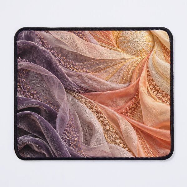 Item preview, Celestial Textile Spiral in Lavender and Peach – Luxury Abstract Fabric Art Print designed and sold by Kaleidoscope Print.