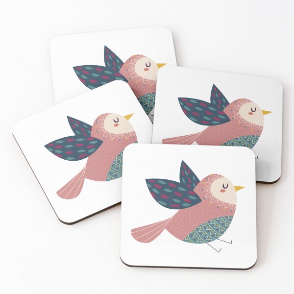 Item preview, Cute Flying Scandinavian Folk Art Bird Whimsical Pastel Nursery Illustration designed and sold by otherartsstudio.