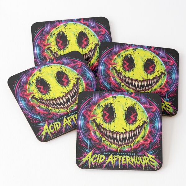 Item preview, Acid Afterhours Neon Smiley Techno Rave T-Shirt designed and sold by XTSTUDIOART.
