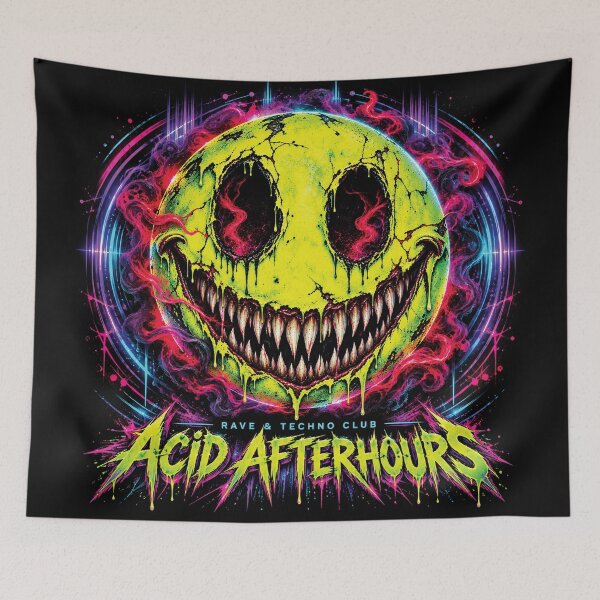 Item preview, Acid Afterhours Neon Smiley Techno Rave T-Shirt designed and sold by XTSTUDIOART.