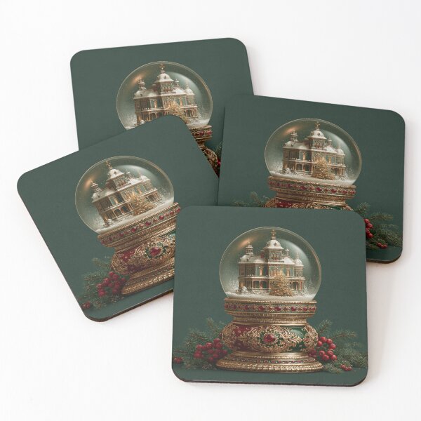 Item preview, Victorian Christmas Snow Globe with Grand Manor designed and sold by Ink and Wink.